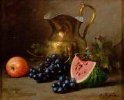 Alfred Hirv Hirv kannu ja viinamarjadega oil painting artist